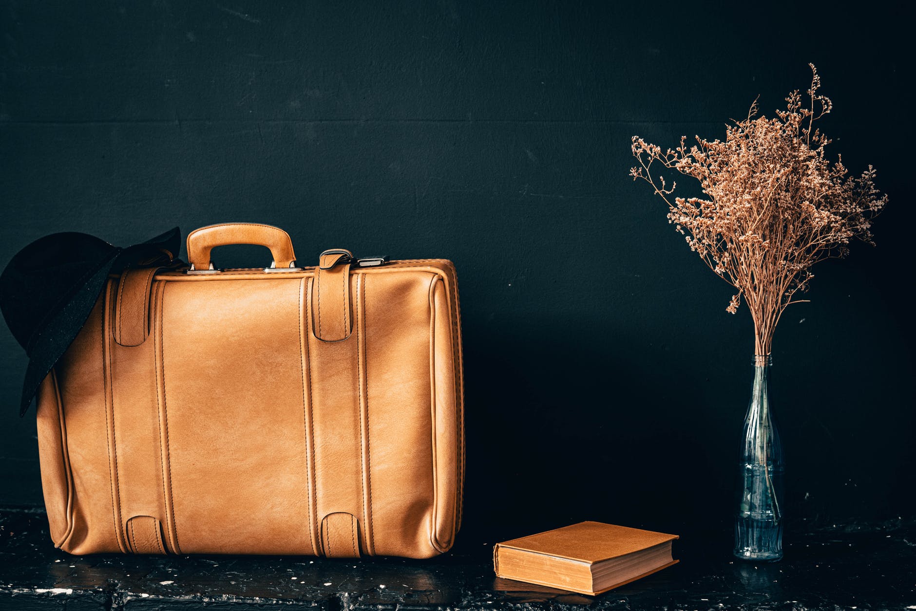 Brown leather handbag