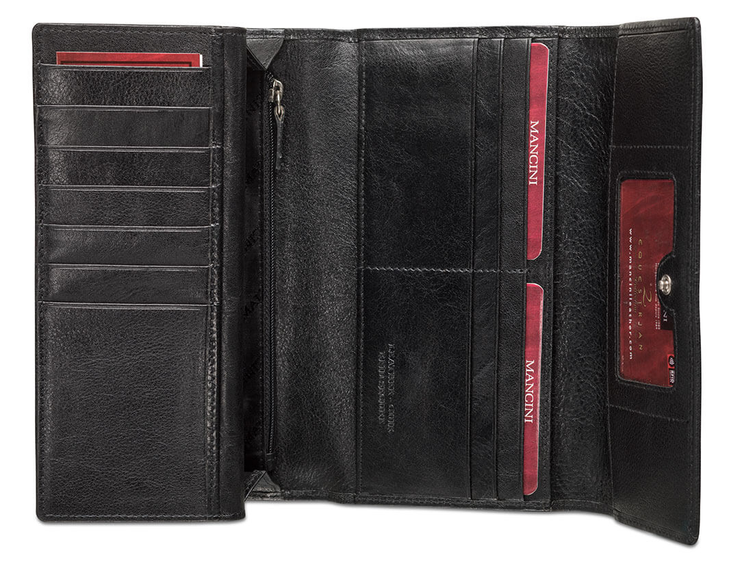 Portefeuille RFID à trois volets chéquier pour dames Portefeuille RFID à trois volets chéquier pour dames