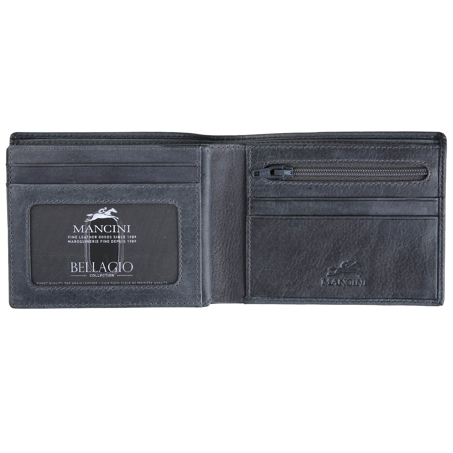 Portefeuille RFID avec volet au centre et pochette pour la monnaie Portefeuille RFID avec volet au centre et pochette pour la monnaie