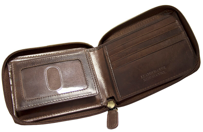 Portefeuill RFID à fermeture éclair avec porte-carte amovible pour homme