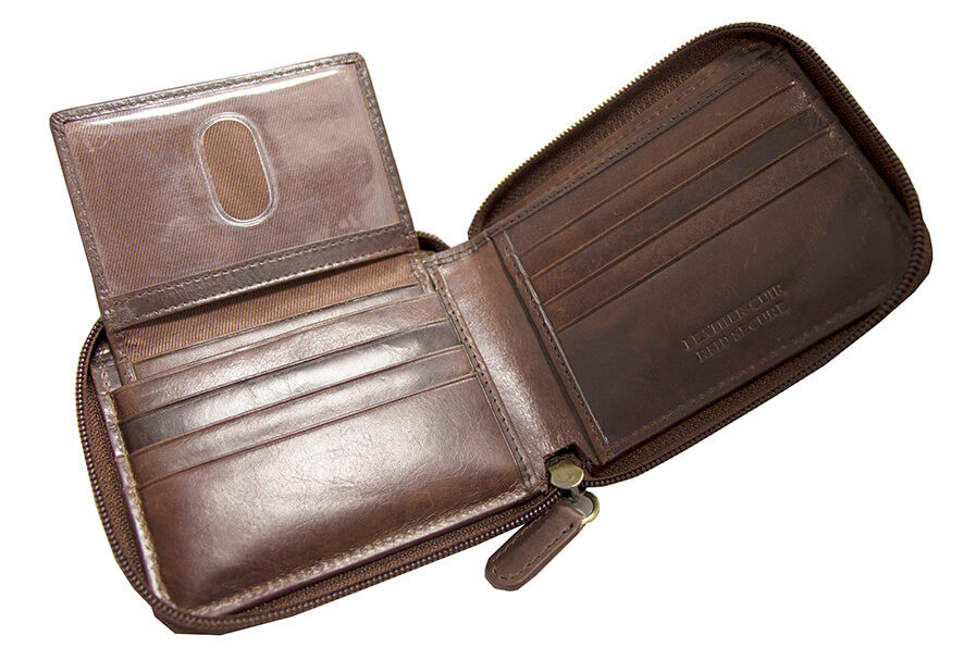 Portefeuill RFID à fermeture éclair avec porte-carte amovible pour homme