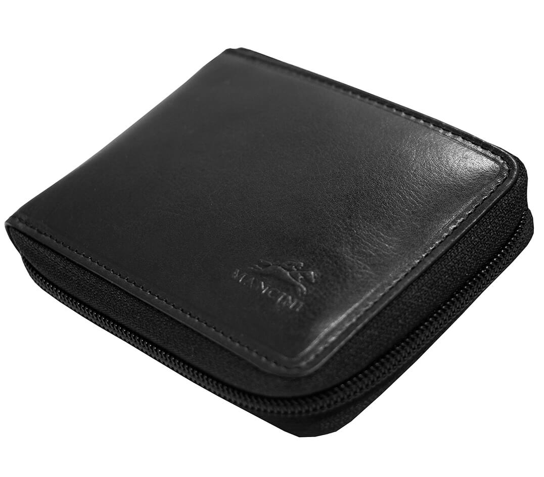 Portefeuill RFID à fermeture éclair avec porte-carte amovible pour homme