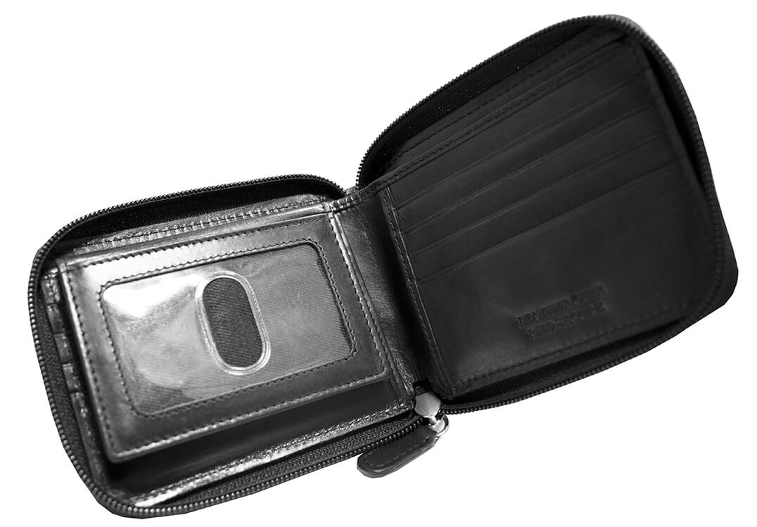 Portefeuill RFID à fermeture éclair avec porte-carte amovible pour homme