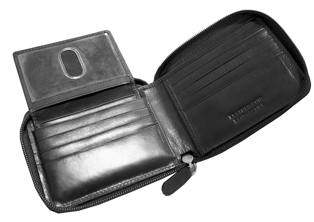 Portefeuill RFID à fermeture éclair avec porte-carte amovible pour homme