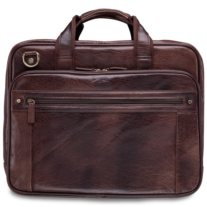 Mancini Arizona Collection Double Compartment 15.6 Laptop / Tablet Briefcase - Brown