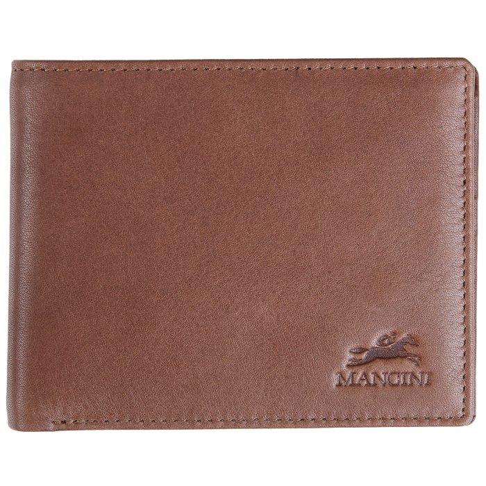 Brown leather men’s wallet with Mancini logo