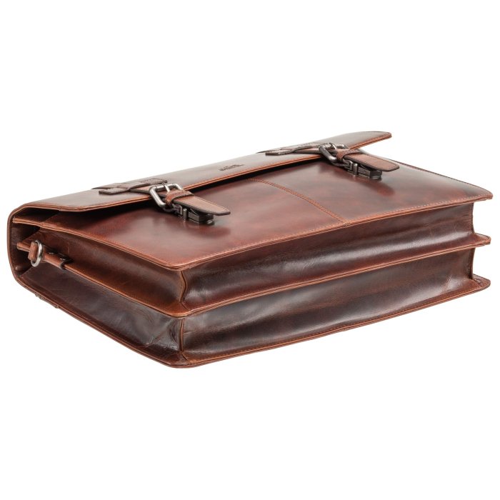 De Martino classic 1 compartment buffalo leather briefcase