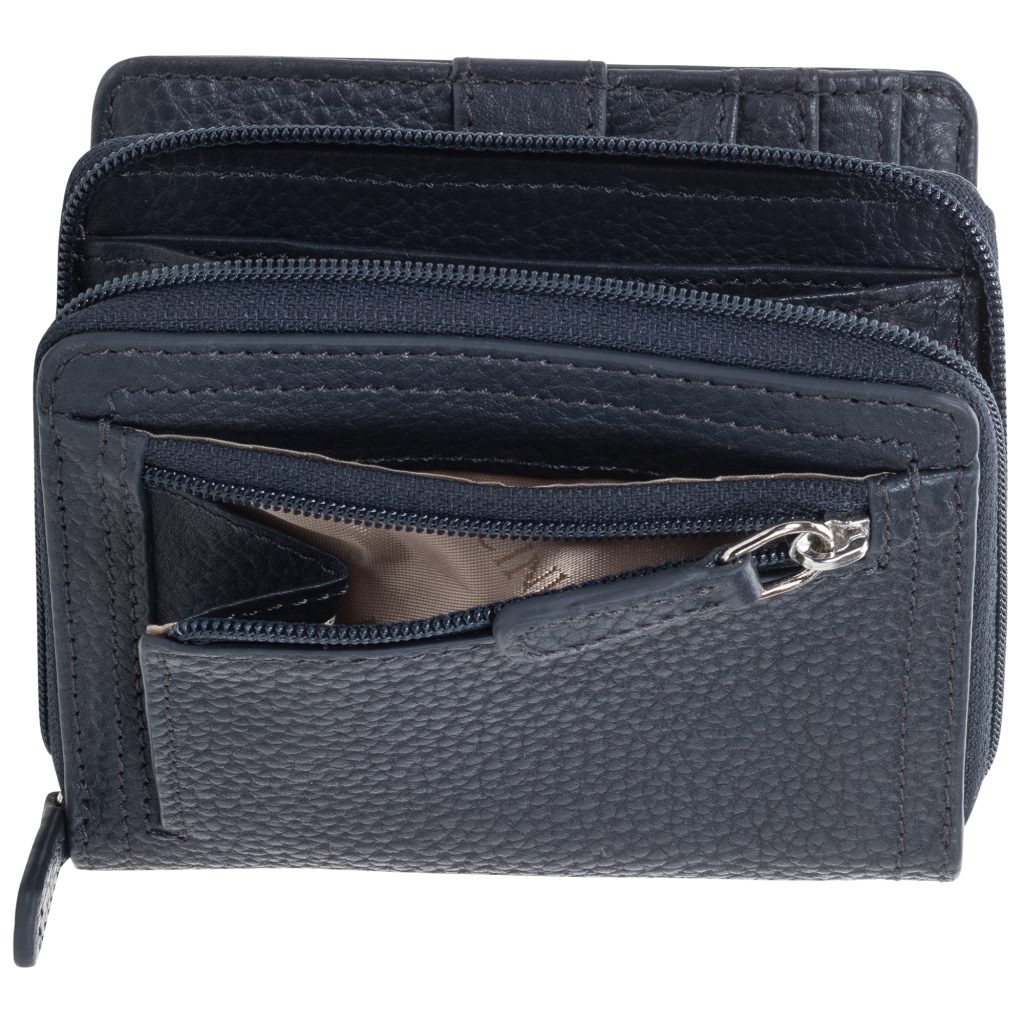 Pebbled Women's RFID Small Clutch Wallet - Bone Color, Medium Size, Full Grain Leather - View #6
