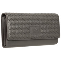 Grey Basket Weave Rfid Secure Quadruple Fold Wallet