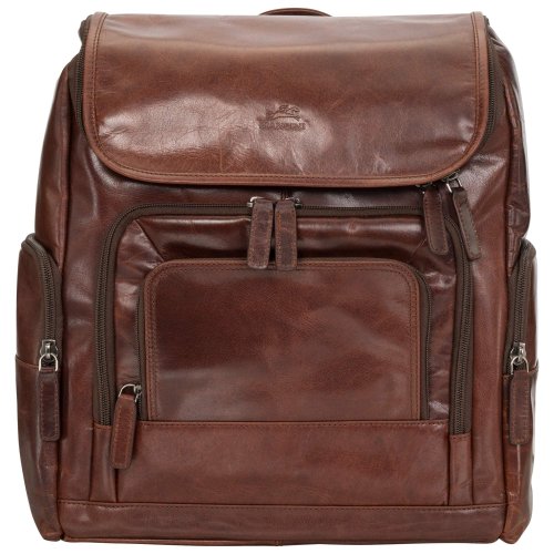 brown leather bag with zippers