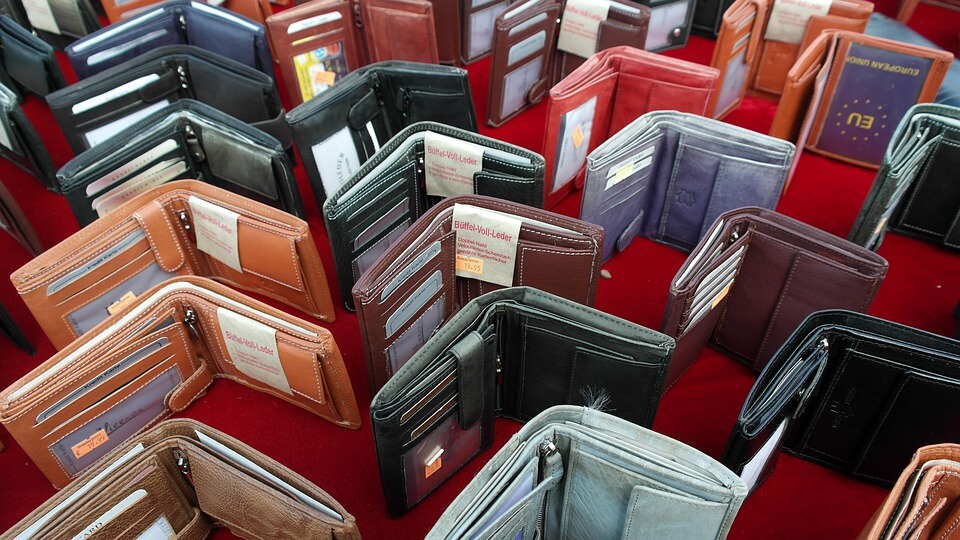 selection of leather wallets