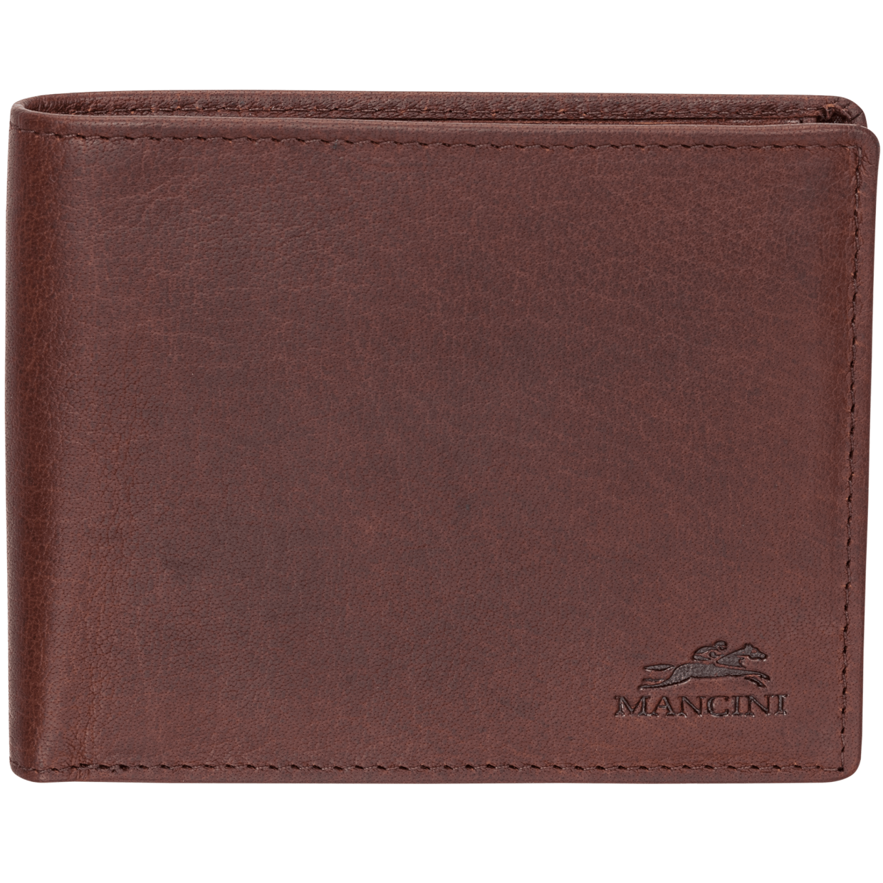 Leather RFID Bi-Fold Centre Wing with coin Pocket Wallet - Black