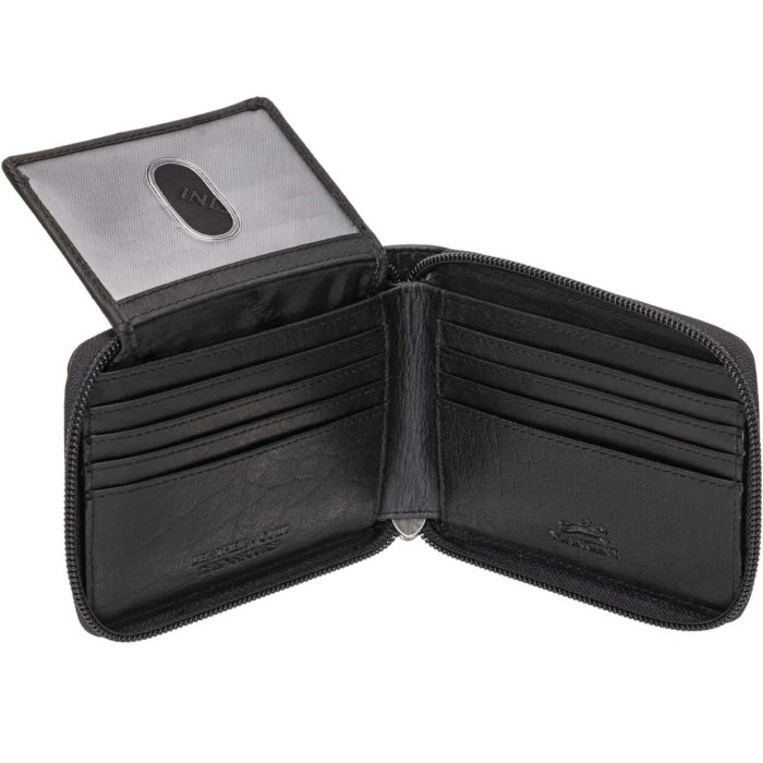 Black Buffalo Rfid Secure Zippered Billfold With Removable Passcase