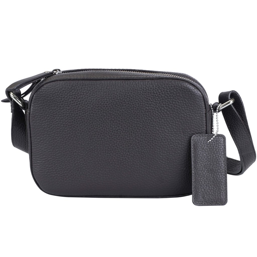 Mancini Pebbled Clara Small Crossbody Bag - Black Full Grain Leather