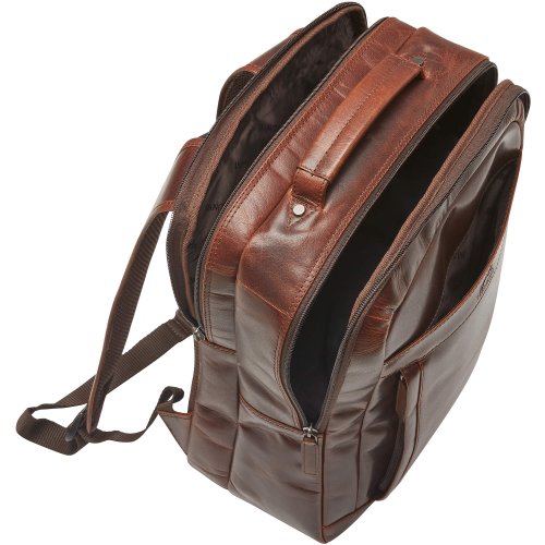 Brown Leather Backpack Sideview