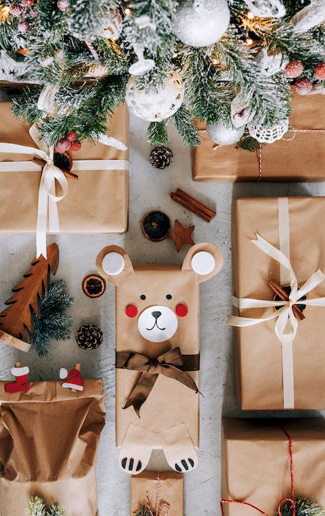 present boxes under Christmas tree